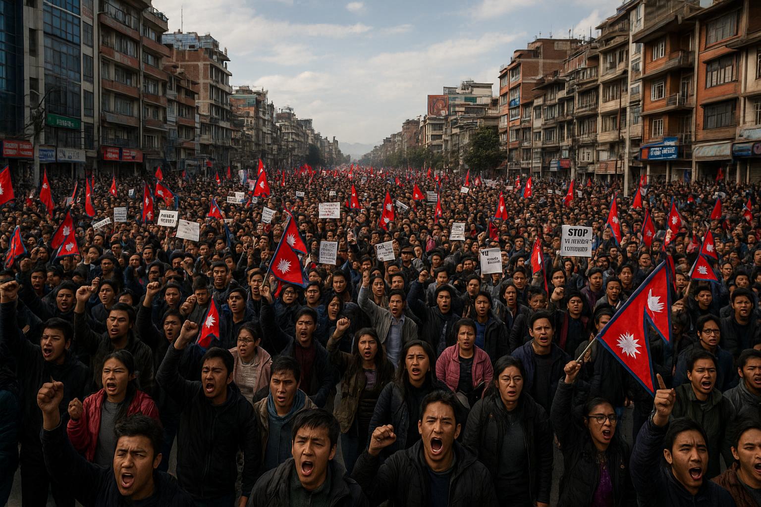 आज जेन जीले सामाजिक सञ्जाल बन्द र भ्रष्टाचारविरुद्ध प्रदर्शन गर्दै