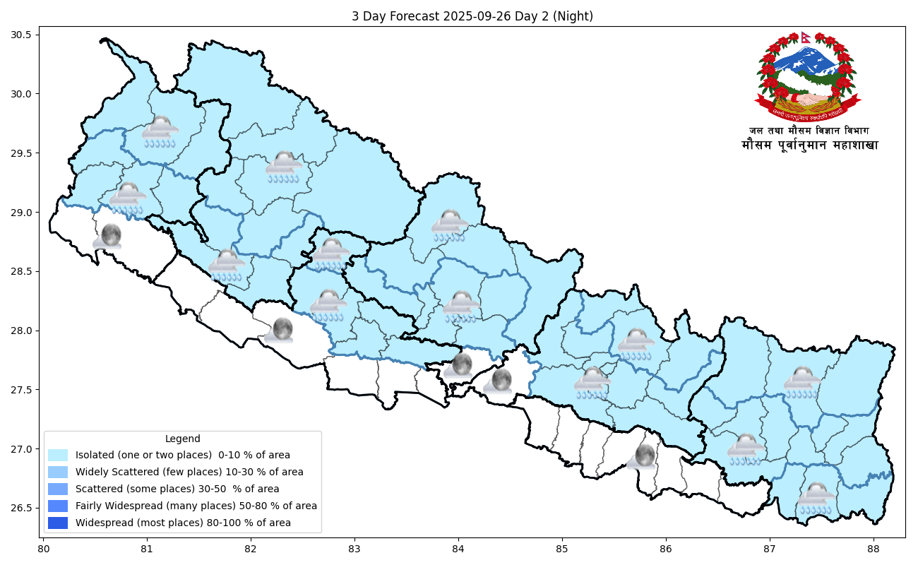 आज देशका अधिकांश भागको मौसम सफा रहने