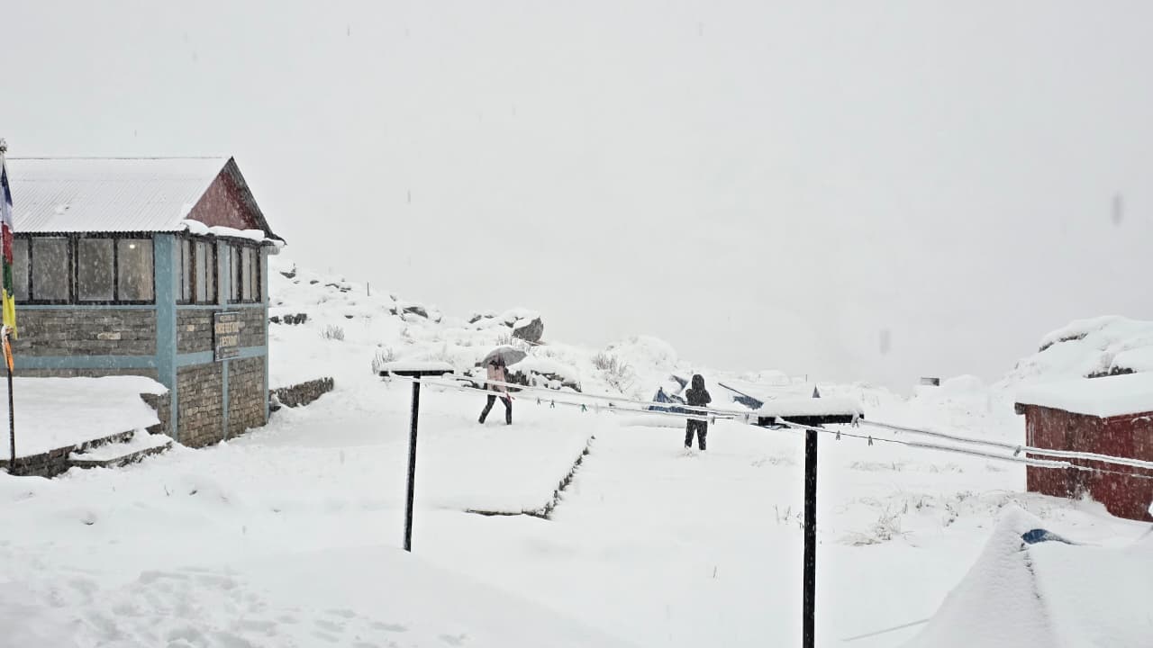 अन्नपूर्ण आधार शिविरमा बाक्लो हिमपात [फोटो फिचर]