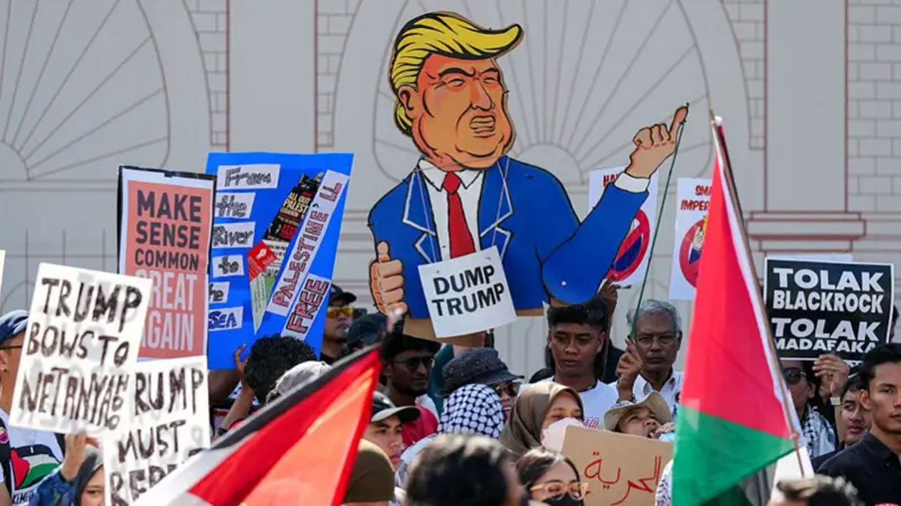 मलेसियामा ट्रम्पविरोधी नारा, प्यालेस्टिनी झन्डा प्रदर्शन