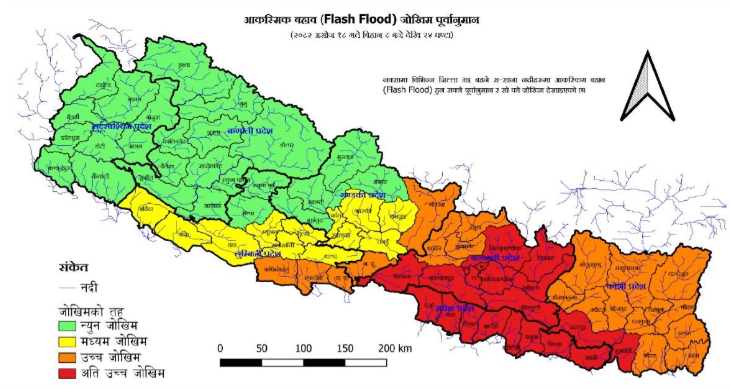 २० जिल्लामा अति उच्च जोखिम, रेड अलर्ट जारी