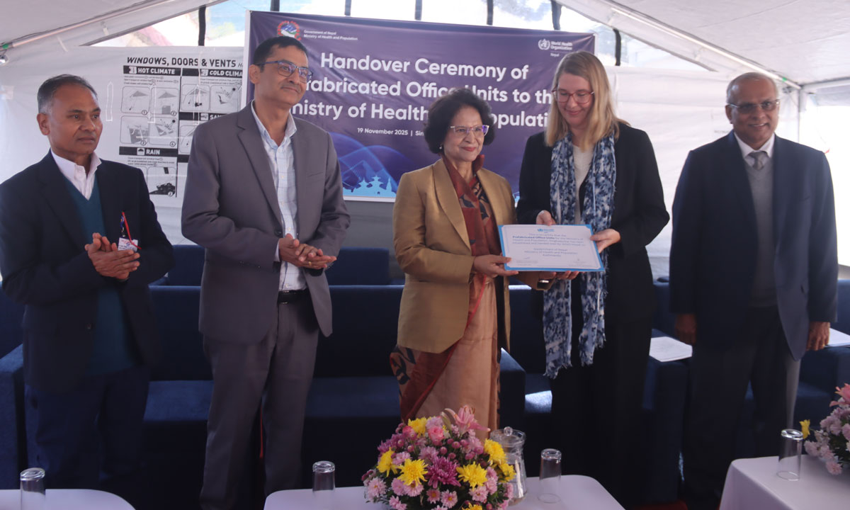 स्वास्थ्य मन्त्रालयको प्रिफ्याब भवन हस्तान्तरण
