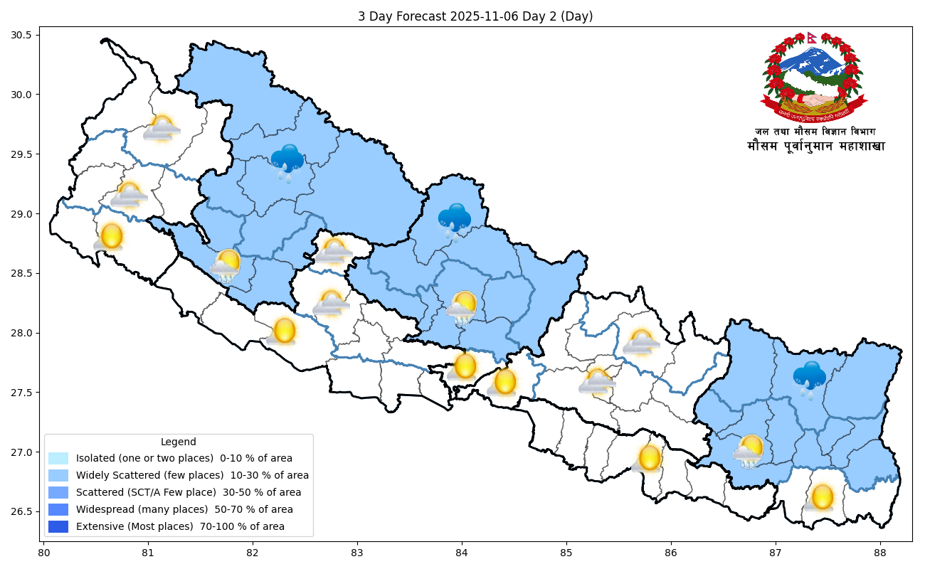 देशका अधिकांश भागमा मौसम सफा रहने पूर्वानुमान