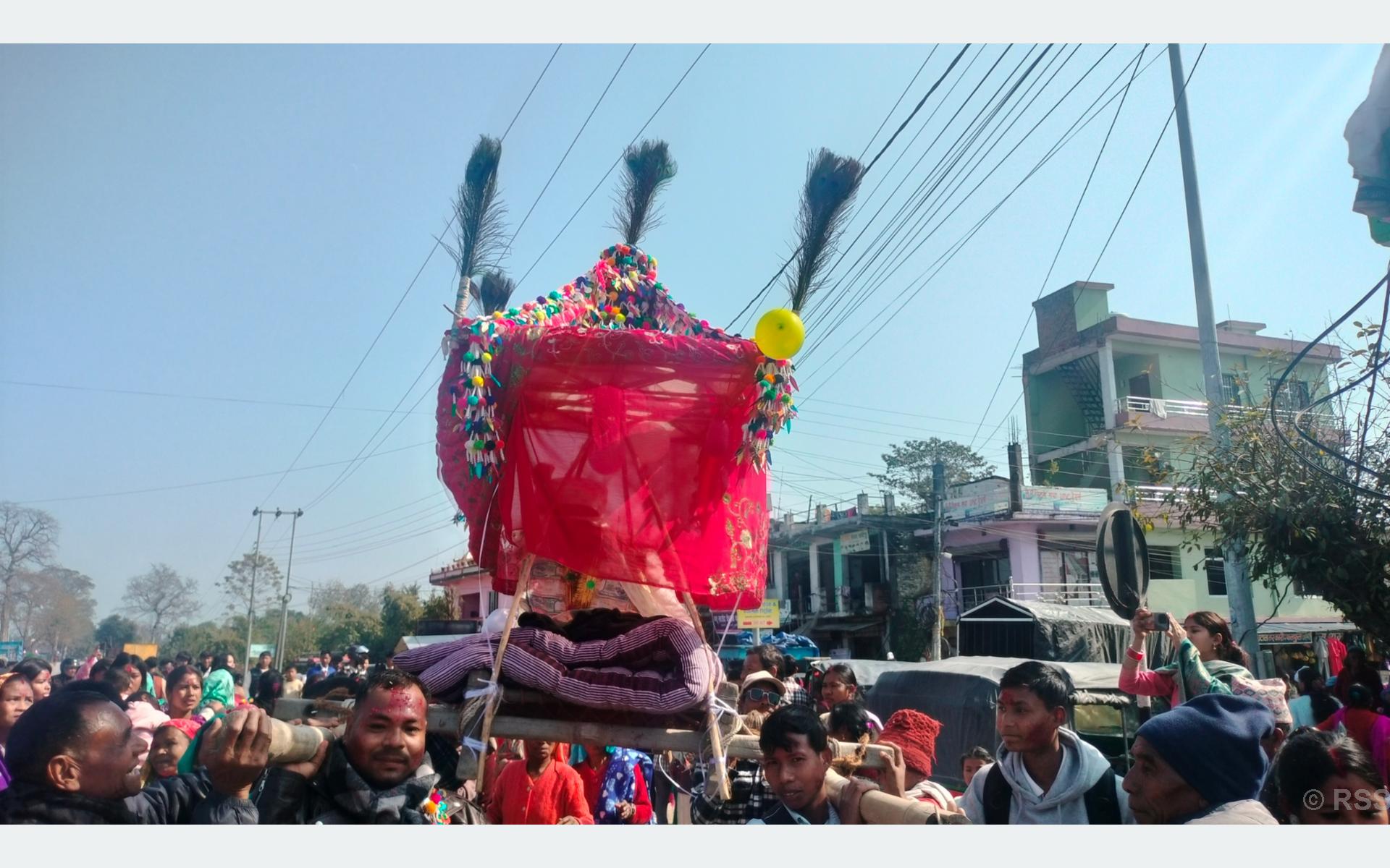 आधुनिकतासँगै सङ्कटमा पर्‍यो राना थारु समुदायको डोली–चन्डोल बोक्ने परम्परा