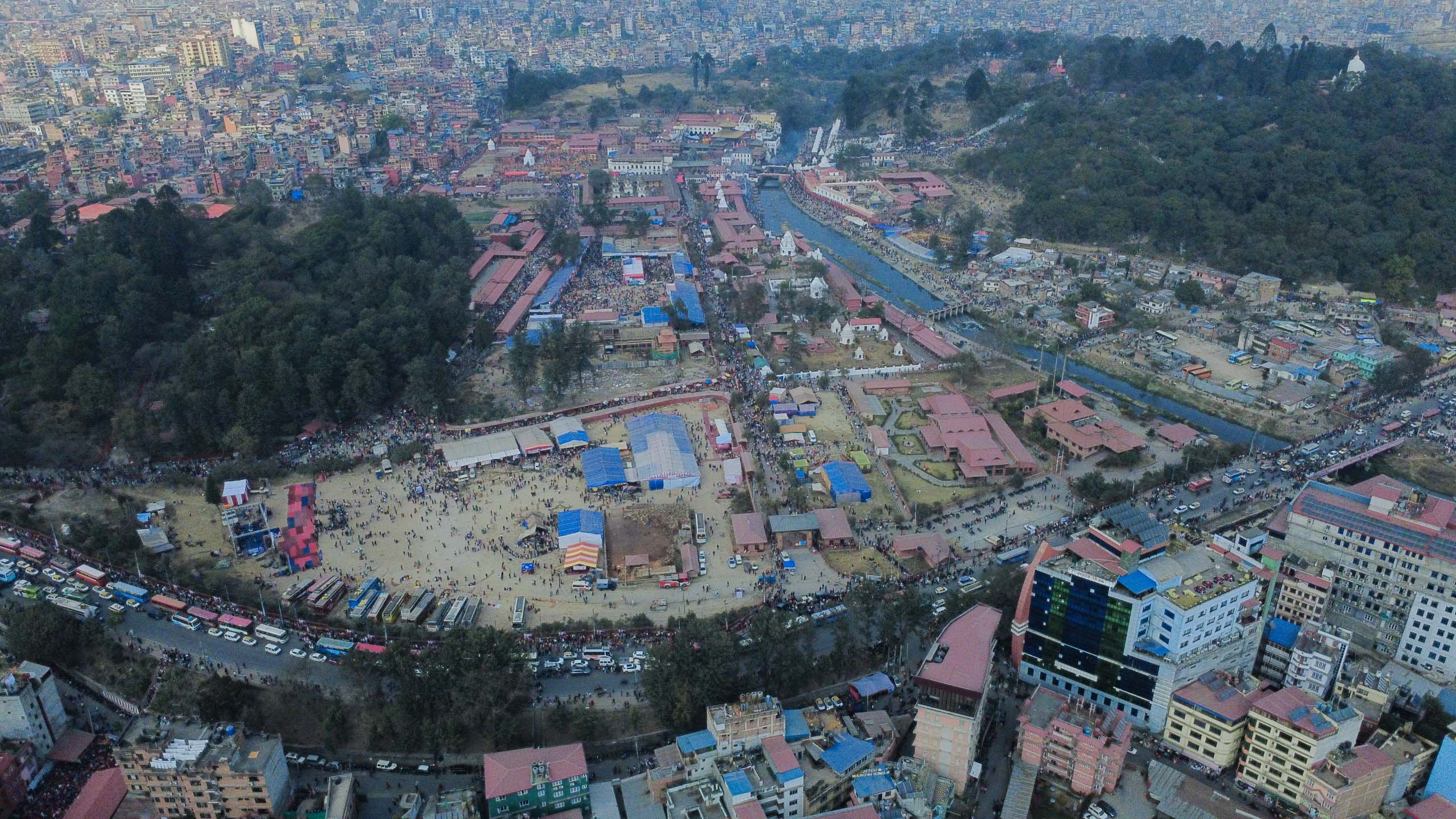 पाशुपत क्षेत्रमा भक्तजनको भिड [ड्रोन भ्यु]