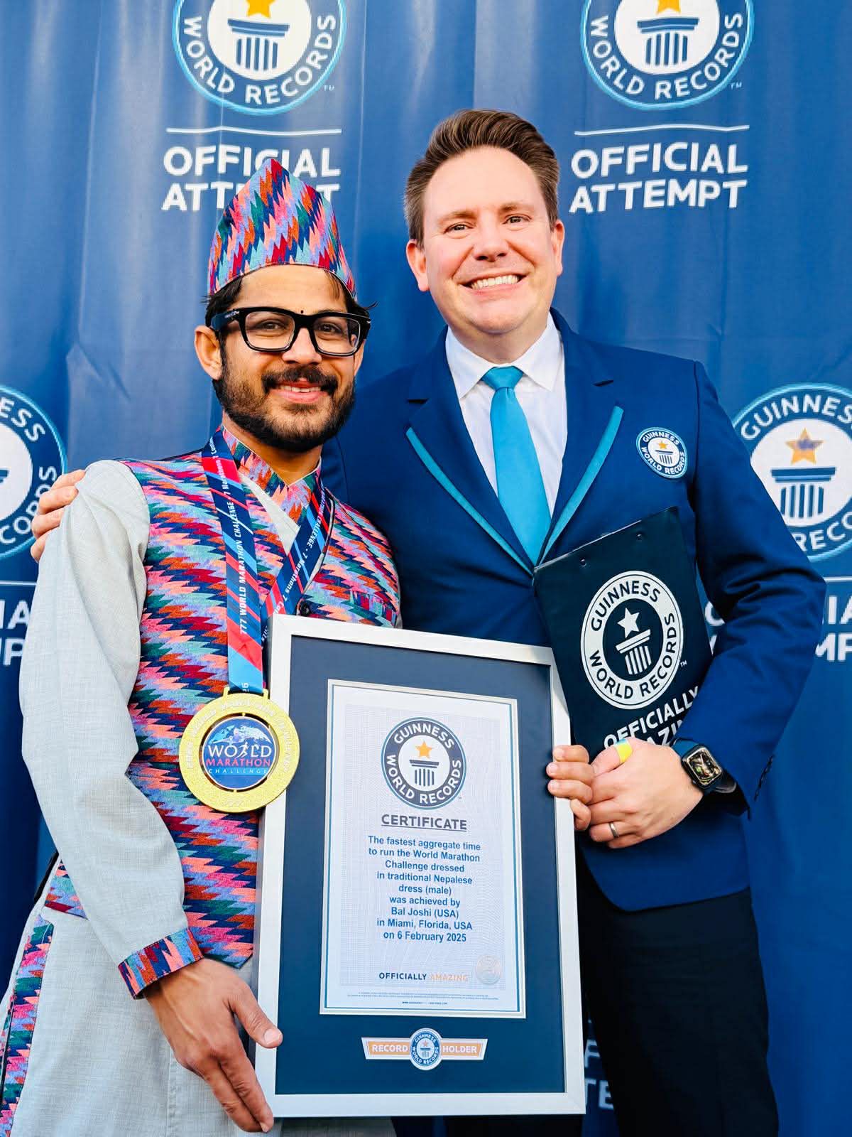 दौरा सुरुवालमा दौडेर जोशीले लेखाए गिनिज बुकमा नाम