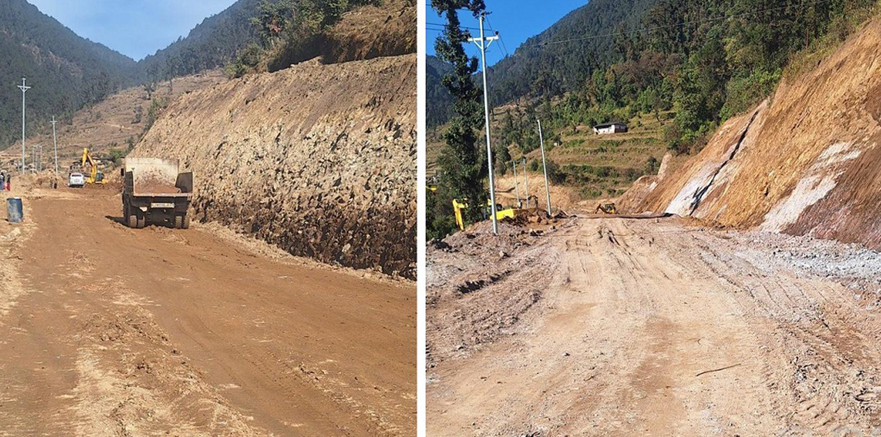 बुर्तिबाङ-ढोरपाटन सडक निर्माण धमाधम