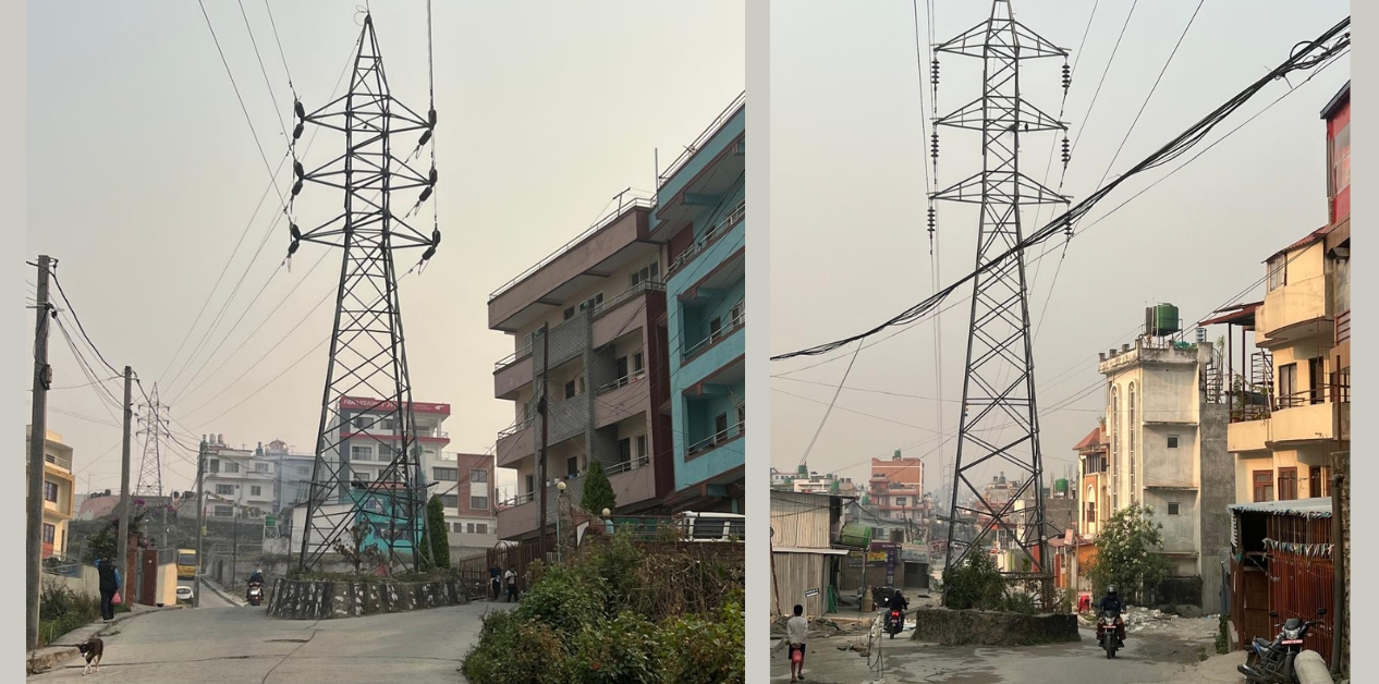 हाइटेन्सन लाइनमुनि व्यस्त सडक